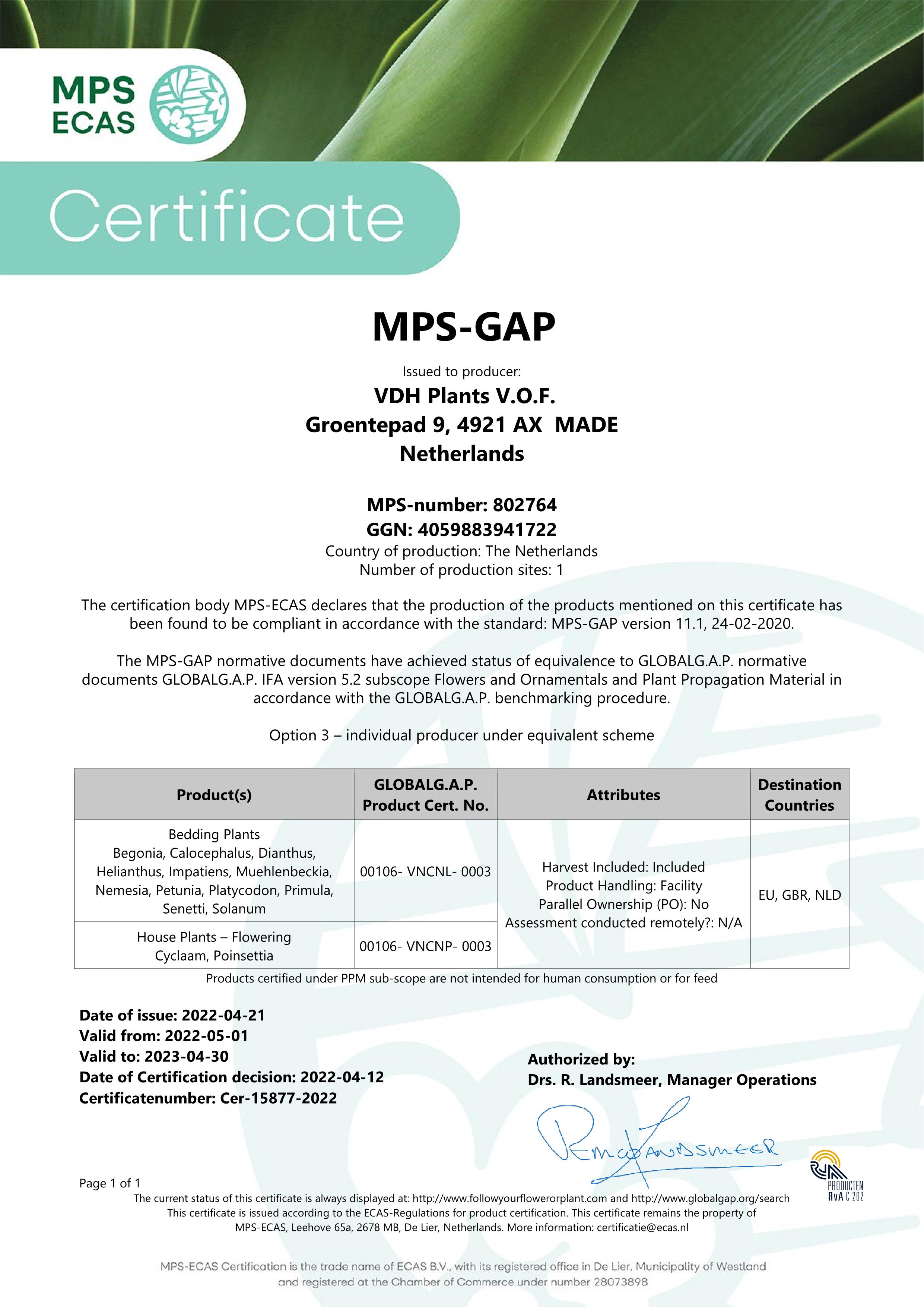 certificaat GAP